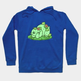 Bubbles the Bear Lounging with Frog Friends Hoodie